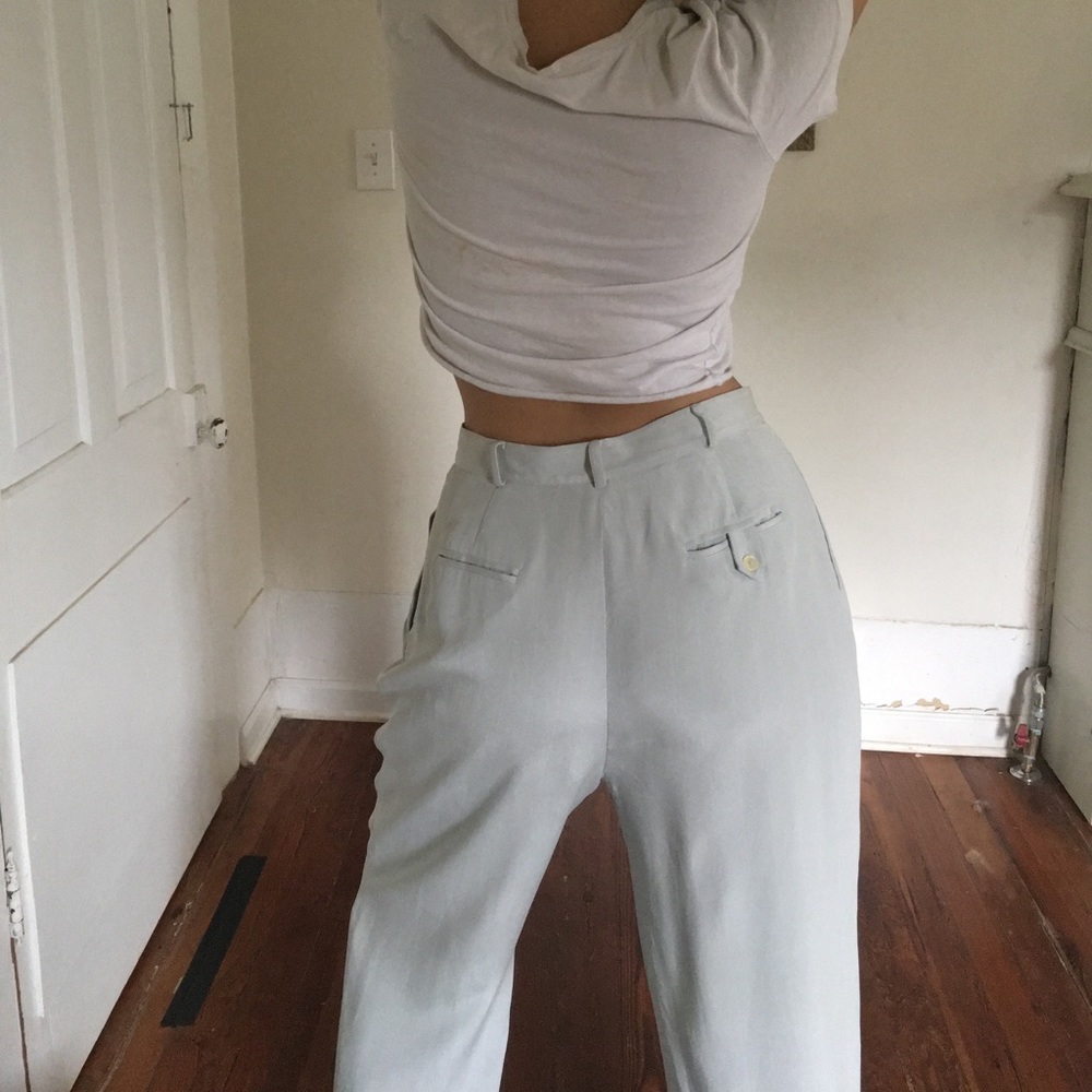 Vintage Baby Blue Silk Ralph Lauren Trousers